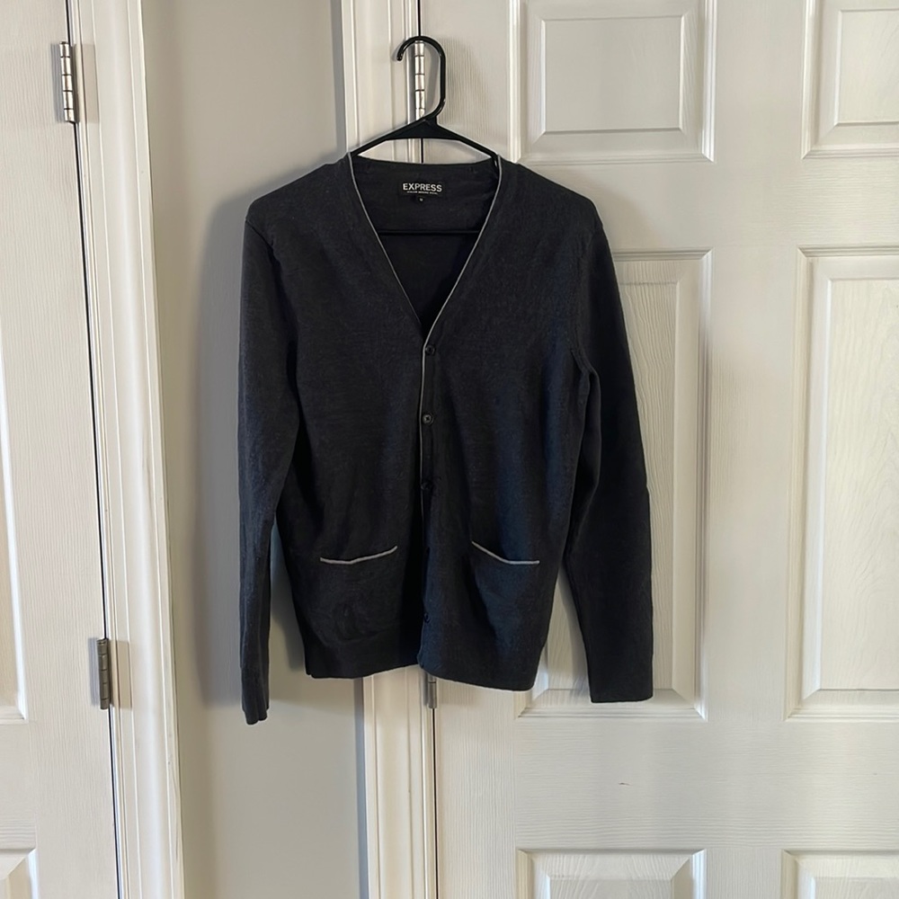 Express size M gray merino wool cardigan